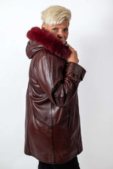 Women's winter leather jacket Siana Bordo